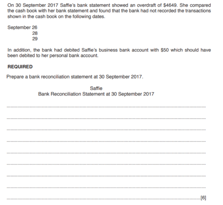 Bank Reconciliation Statements notes